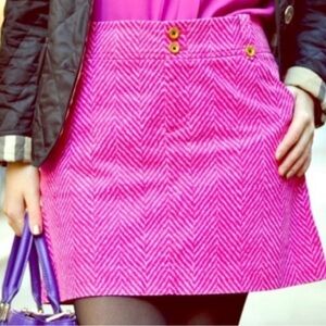 Lily Pulitzer Sz 4 mini skirt corduroy herringbone pink skirt gold buttons